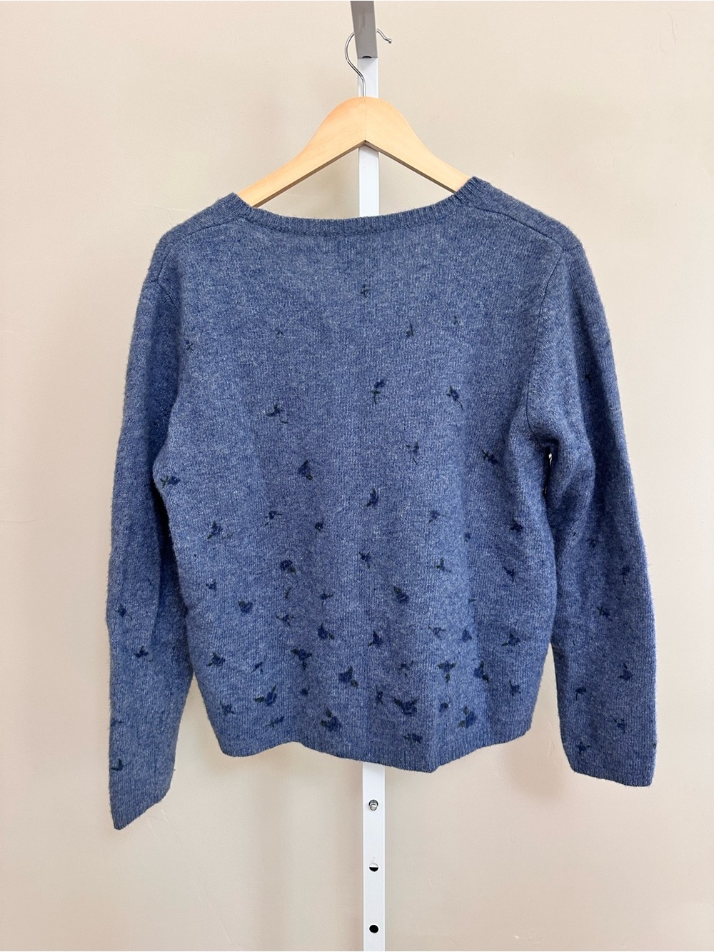 Vintage Cherokee Lambswool Cardigan XL Blue Embroidered Floral 90s - Picture 6 of 7